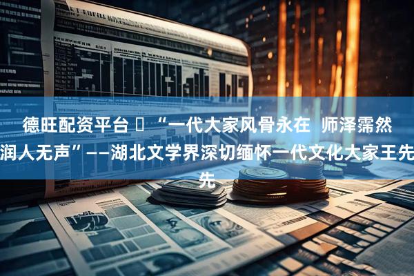 德旺配资平台 ​“一代大家风骨永在  师泽霈然润人无声”——湖北文学界深切缅怀一代文化大家王先